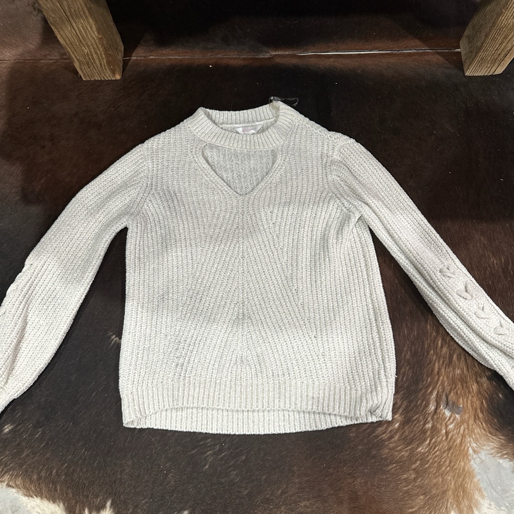 No Boundaries Cream Crew Neck Top with Textured Knit